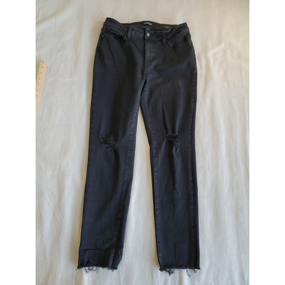 Judy Blue Women 31x28.5 Jeans Capri Slim Fit Distressed Skinny Stretch Black Mid